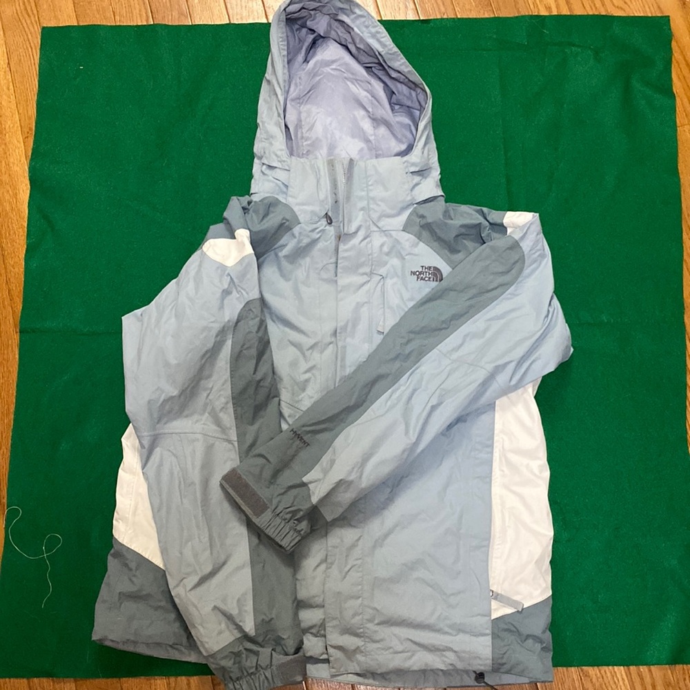 North Face rain coat with zip in puffy jacket